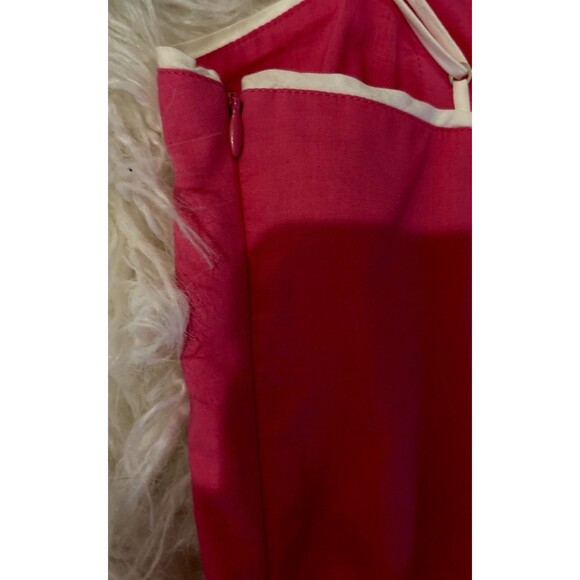 BCBGMAXAZRIA Pink White Rose Silver Sequin Spaghetti Strap Waist Belt Dress 6 - Picture 4 of 7